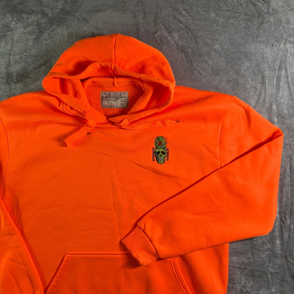 Pine Trails Graphic Hoodie Bitcoin Skull Pineapple Pullover Sweatshirt L